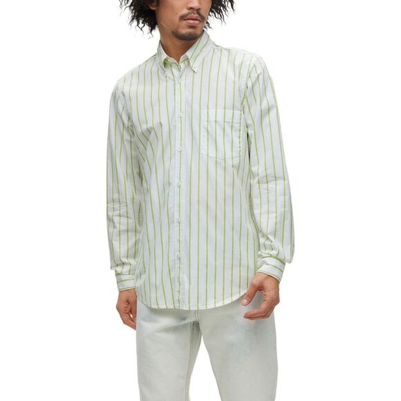 Hugo Boss Green Cotton Dress Men's Shirt